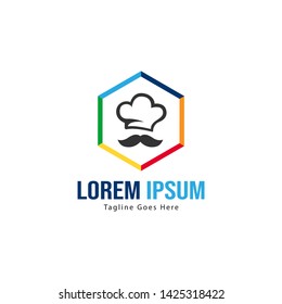Chef logo template design with frame. minimalist Chef logo vector illustration