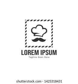 Chef logo template design with frame. minimalist Chef logo vector illustration