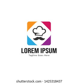 Chef logo template design with frame. minimalist Chef logo vector illustration