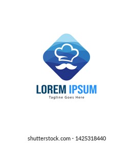Chef logo template design with frame. minimalist Chef logo vector illustration