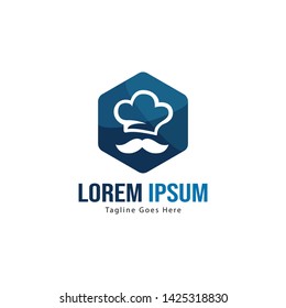Chef logo template design with frame. minimalist Chef logo vector illustration