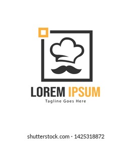 Chef logo template design with frame. minimalist Chef logo vector illustration