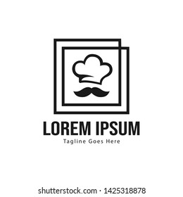 Chef logo template design with frame. minimalist Chef logo vector illustration