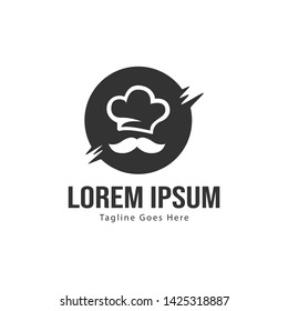 Chef logo template design with frame. minimalist Chef logo vector illustration