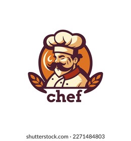 Chef logo template. Vector illustration of a chef with hat. chef cartoon mascot