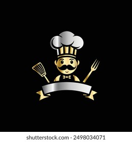 Chef logo template. Vector illustration for restaurant, cafe, bar, restaurant, menu, etc.