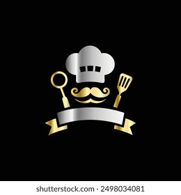 Chef logo template. Vector illustration for restaurant, cafe, bar, restaurant, menu, etc.