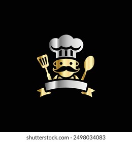 Chef logo template. Vector illustration for restaurant, cafe, bar, restaurant, menu, etc.