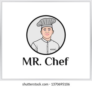 Chef logo template. a young professional chef