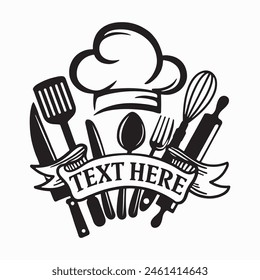 Chef Logo, Chef Tools, Cooking Tools,  Restaurant Logo, Cook, Chef Shirt, Chef Clipart for Cricut and Silhouette, Vector Files for Cricut