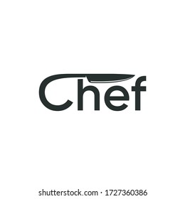 Chef logo with a unique knife blade negative space design vector icon illustration inspiration