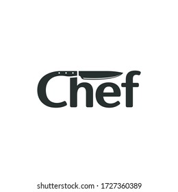 Chef logo with a unique knife blade negative space design vector icon illustration inspiration