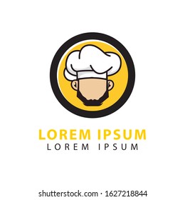 chef logo vector illustration. chef with hat logo icon. cooking logo, restaurant logo.