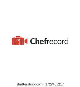 Video del logotipo del chef videoclip en línea streaming vlog de los uniformes del chef y diseño de cámaras icono de ilustración vectorial inspiración