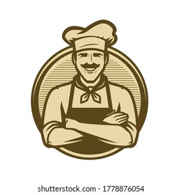 Chef logo or vintage emblem. Cooking, food concept