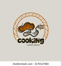 Chef logo or vintage emblem. Cooking, food concept art