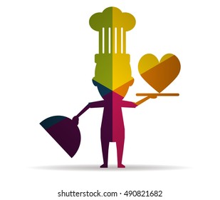 chef and love multicolor icon vector