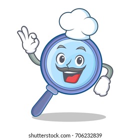 Chef magnifying glass character cartoon