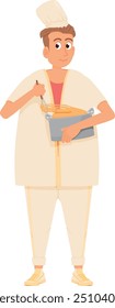 Chef make dough. Bakery preparation cartoon icon