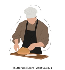 der Koch macht den Teig. Koch Teig rollen. P