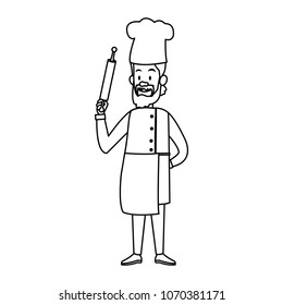 Chef male cartoon on black and white