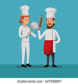 chef male female working bakery labor day
