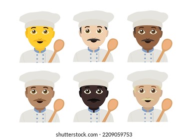 Chef Male Man Vector Cook Hat Ladle Emoji Illustration