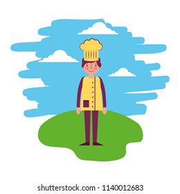 chef male standing in the landscape