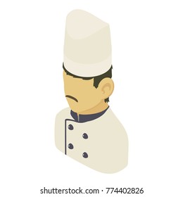 Chef man asian icon. Isometric illustration of chef man asian vector icon for web