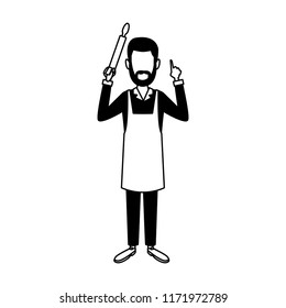 Chef man avatar in black and white