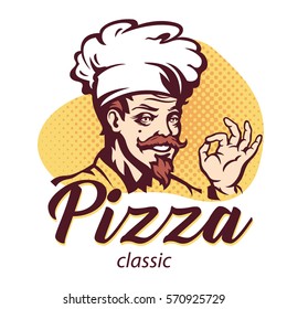 Chef man creative logo. Bistro, restoraunt,cafe, pizza