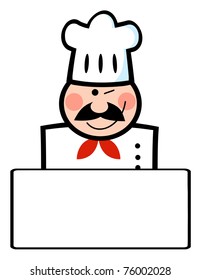 Chef Man Face Black Cartoon Mascot Banner