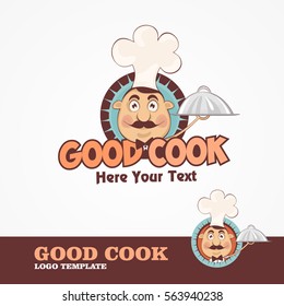 Chef man face cartoon. Logo mascot
