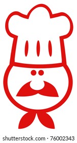 Chef Man Face Red Cartoon Mascot