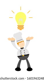 Chef man and lamp idea cartoon doodle flat design style vector illustration