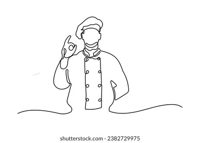 Chef Man Oneline Continuous Single Line Art Editable Line