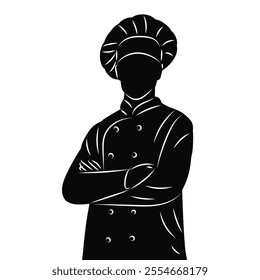 chef man portrait silhouette vector