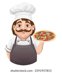 chef man preparing dishes and food in the kitchen vector illustration isolated on white background