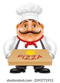 chef man preparing dishes and food in the kitchen vector illustration isolated on white background