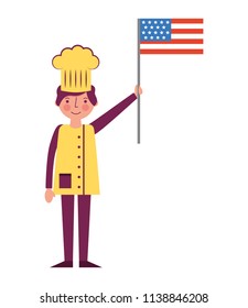 chef man professional holding american flag labor day