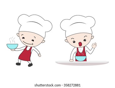chef man serving and cooking delicious food