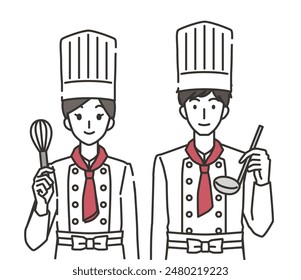 Chef man and woman illustration