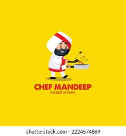 Chef mandeep the best in town vector mascot logo template.