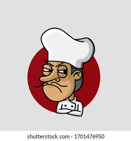 Chef mascot cartoon character with angry face illustration vector