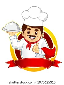 chef mascot cartoon in vector