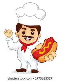 chef mascot cartoon in vector