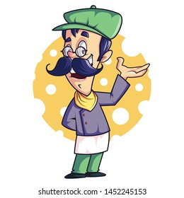 Chef Mascot Free Vector Illustration isolated On White Background