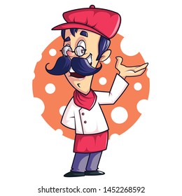Chef Mascot Free Vector Illustration Isolated On White Background