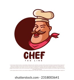 Chef mascot logo cartoon icon vector illustration