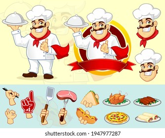 chef mascot logo cartoon in vector